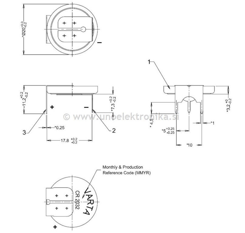 BAT. LITIJ 3V CR2032 ZA NA TISKANO VEZJE