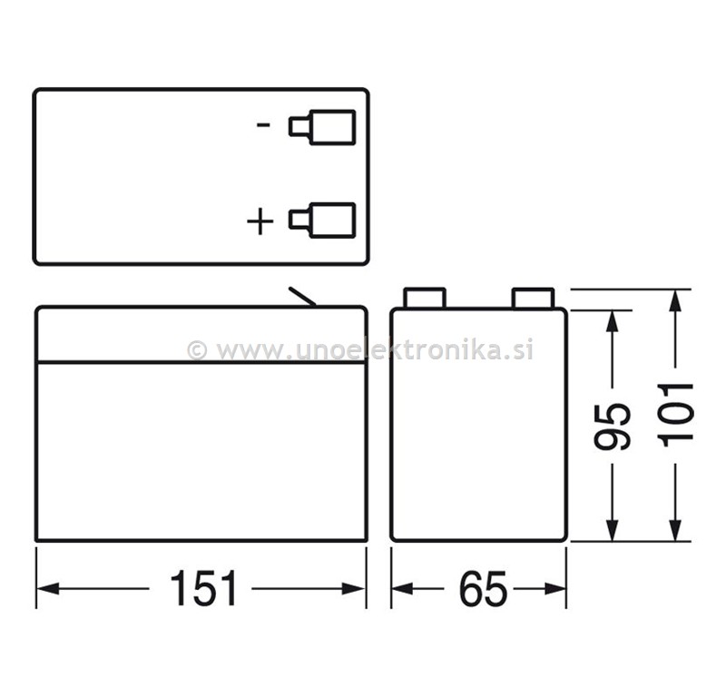 AKU. SVINČENI 12V 7Ah 151x65x101mm