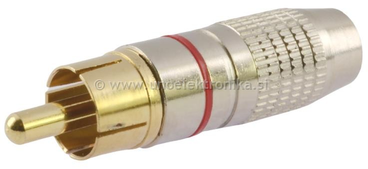 VTIKAČ RCA KOVINSKI POZLAČEN RDEČ