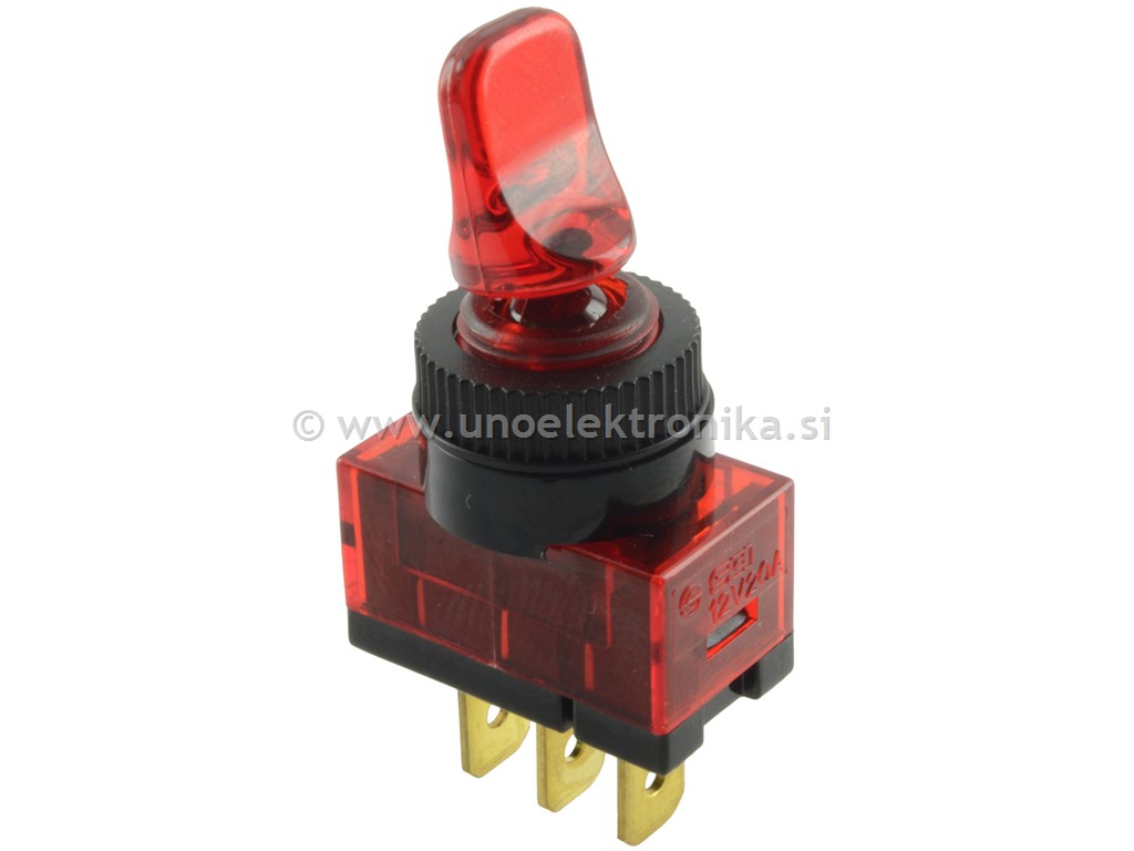 STIKALO 1 POL. 20A 12VDC Z OSVETLJITVIJO