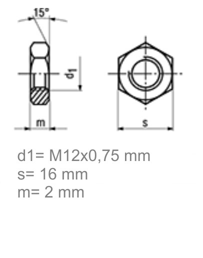 MATICA M12x0,75 POCINKANA MEDENINA
