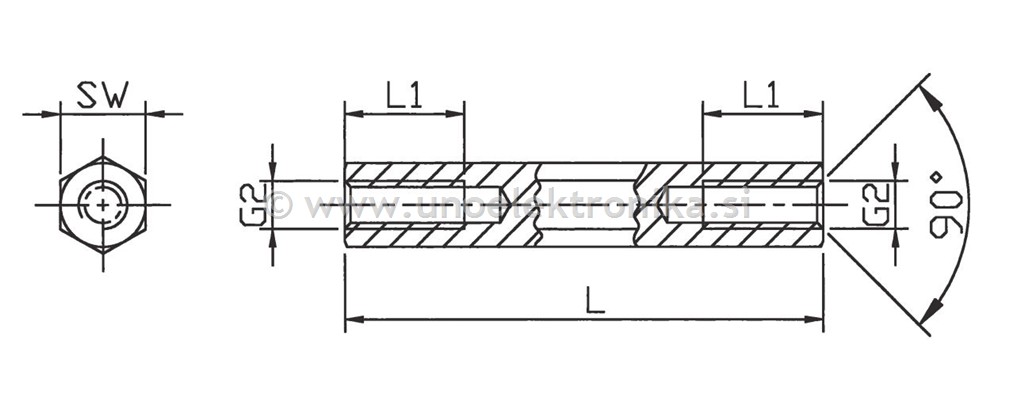 DISTANČNIK L=100mm, NOTRANJI NAVOJ M8