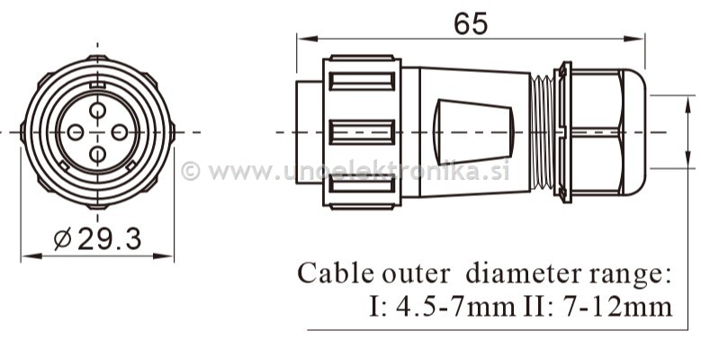 VTIČNICA 7 POLNA fi 21mm ZA NA KABEL