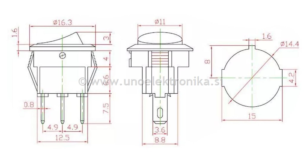 STIKALO MINI 0-1 Z LUČKO fi 14,4mm