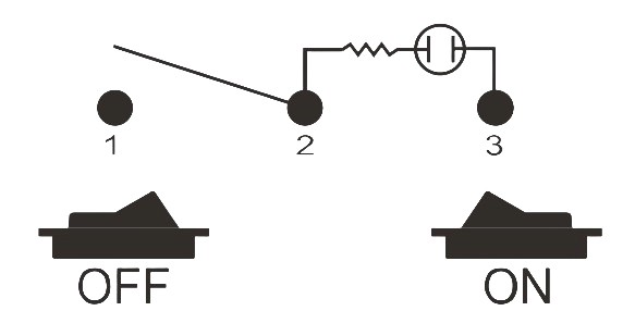 STIKALO 0-1 Z LUČKO fi20mm 6A 250VAC