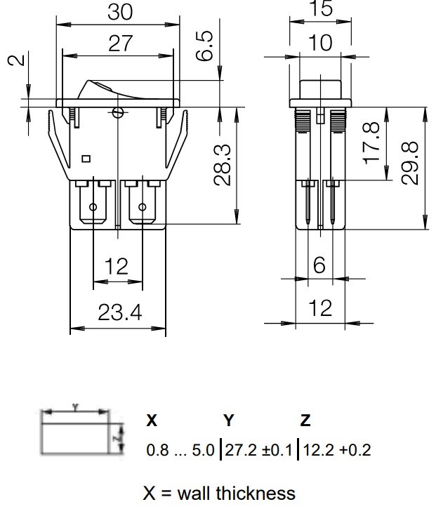 STIKALO 1 POLNO 16A 250VAC RDEČE