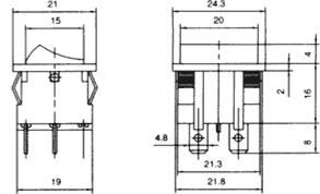 STIKALO 2 POLNO Z LUČKO RDEČE 22x19mm