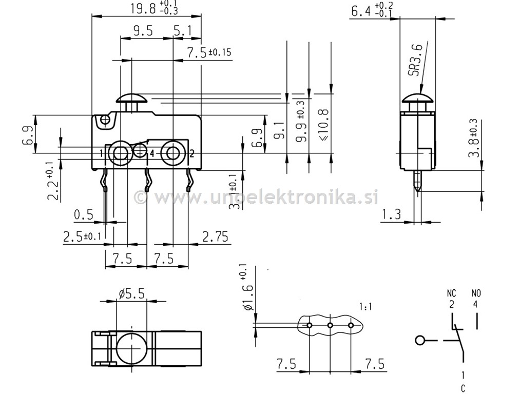 PREKLOPNIK Z GOBICO 5A 250VAC