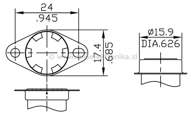 TERMOSTAT 70°C 10A/250V NC