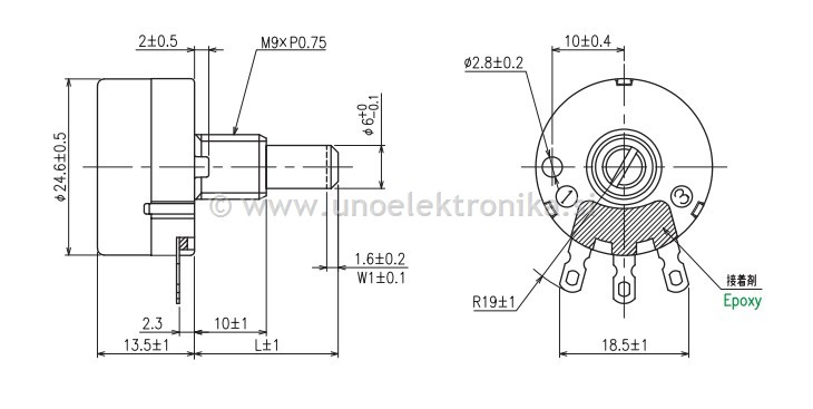 POTENCIOMETER 2 Kohm 300mW CARBON