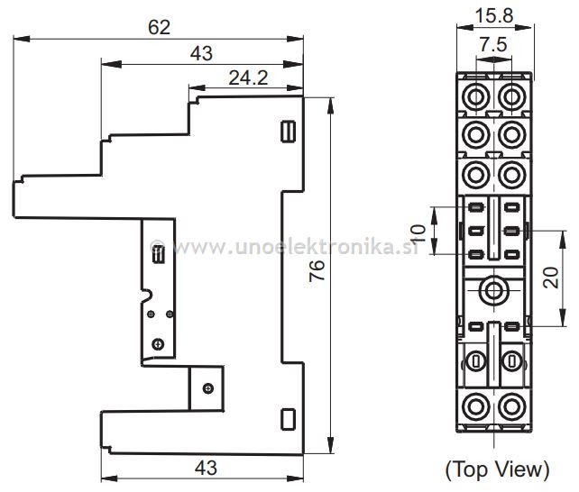 PODNOŽJE 2 POLNO ZA RELE #5mm ČRNO