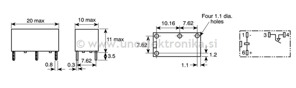 RELE 1 POLNI SUBMINI 24VDC 6A/250VAC