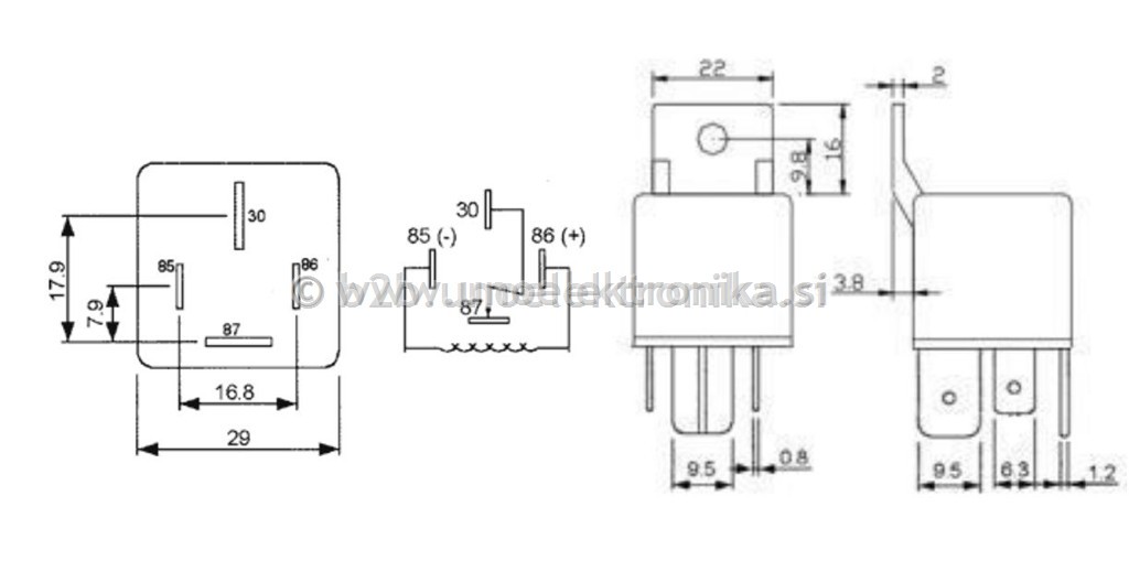 RELE 1 POLNI 24VDC 70A/14VDC Z NOSILCEM
