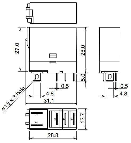 RELE 1p. 24VDC 12A 250VAC