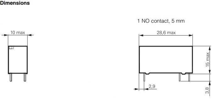 RELE 1 POLNI 12VDC 8A/230VAC #5mm
