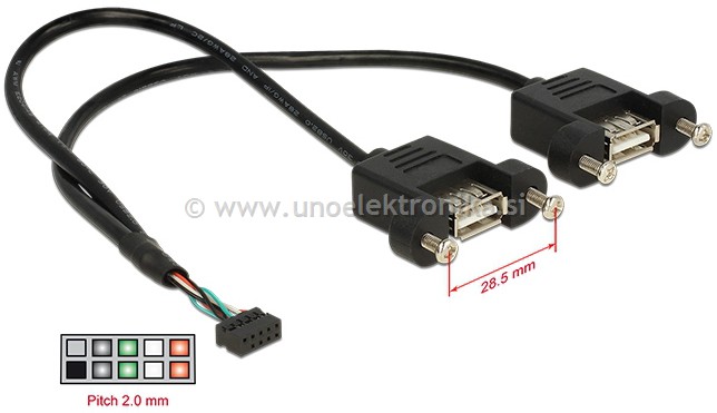 KABEL 2x VTIČNICA USB A ZA PANEL