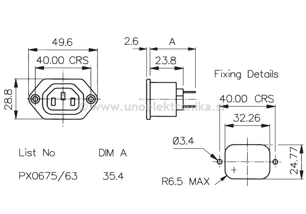 VTIČNICA 3 POLNA EURO ZA PANEL 10A 250V