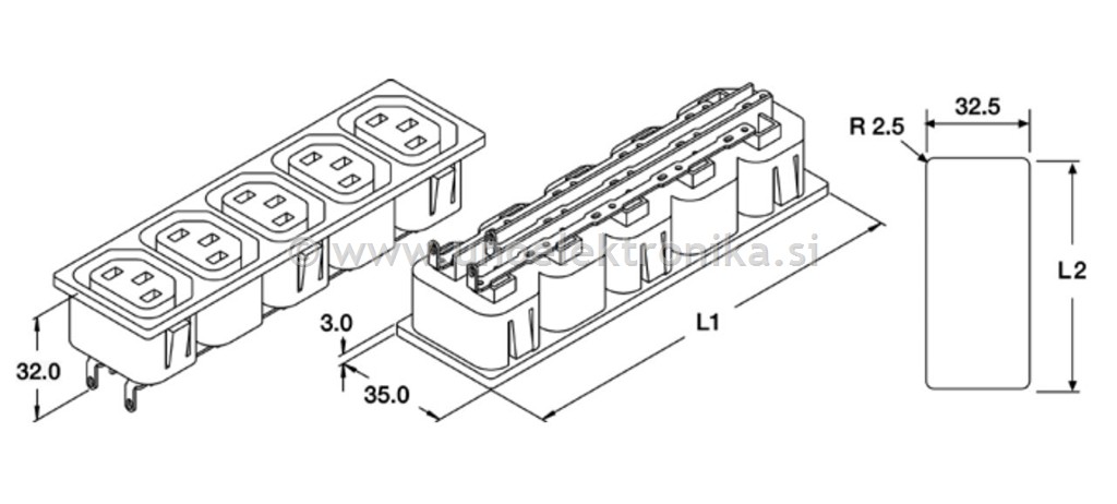 RAZDELILEC / VTIČNICA IEC ZA NA PANEL