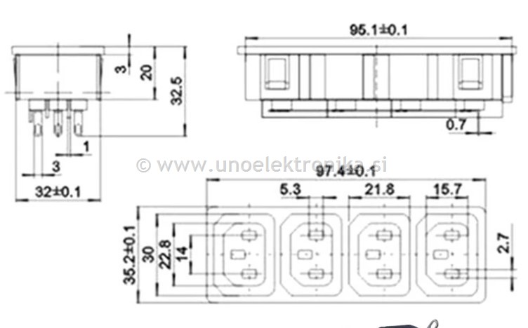 RAZDELILEC / VTIČNICA IEC ZA NA PANEL