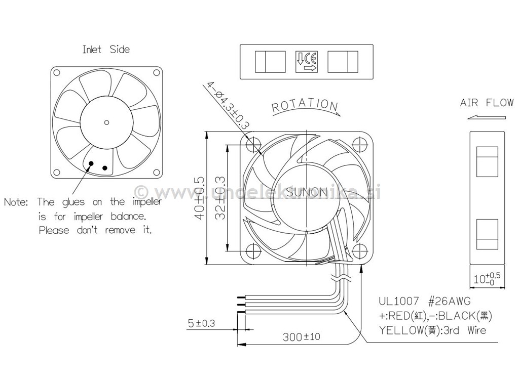 VENTILATOR 5VDC 40x40x10mm Z LEŽAJI