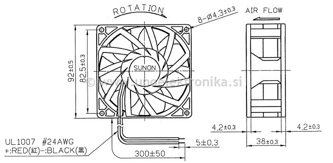 VENTILATOR 24VDC 92x92x38mm Z LEŽAJI