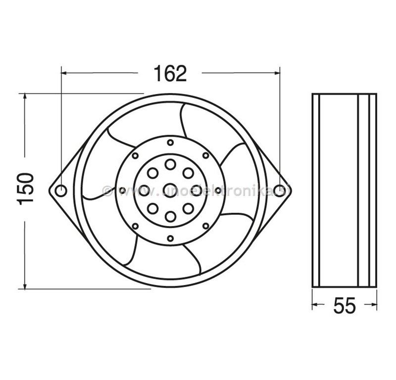 VENTILATOR 230VAC 172x150x55mm 46W