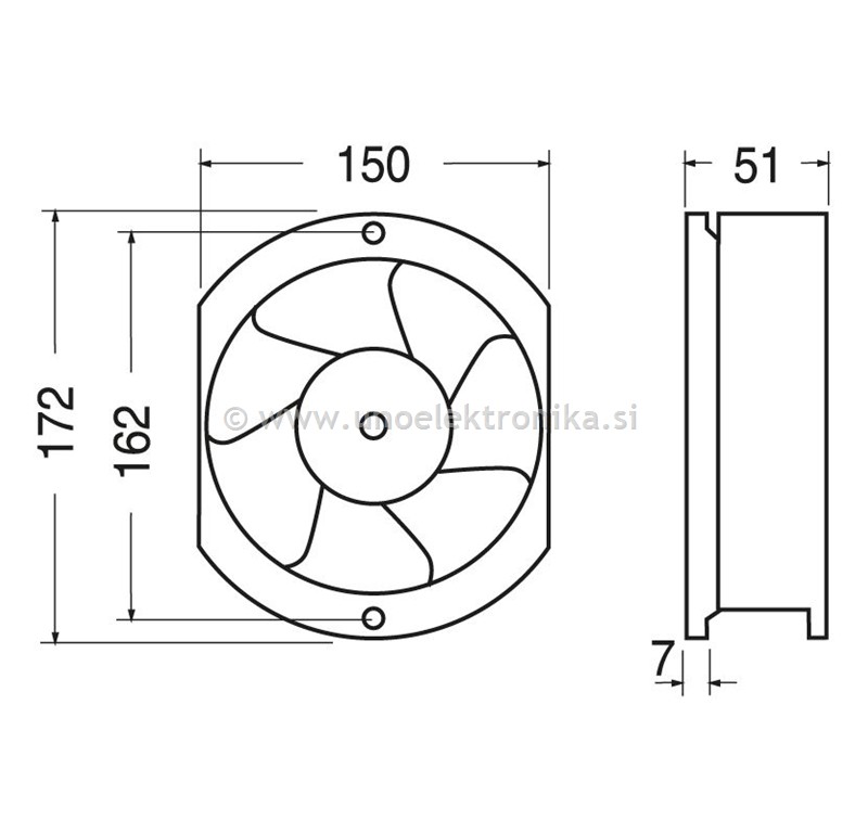 VENTILATOR 110VAC 172x150x51mm 35W