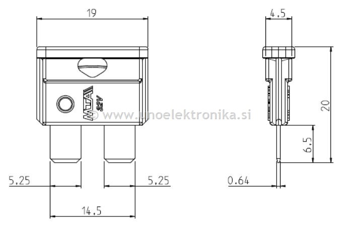 VAROVALKA NOŽASTA UNIVAL 19mm