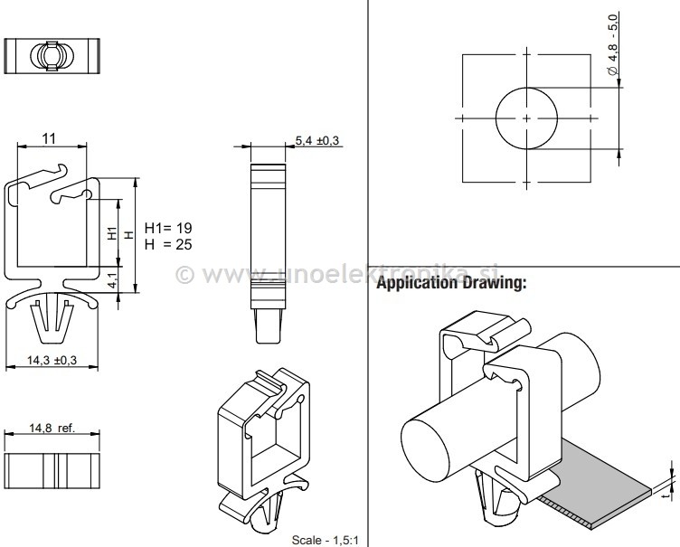 NOSILEC ZA KABLE 11x19mm ZOBČASTA ZAPORA