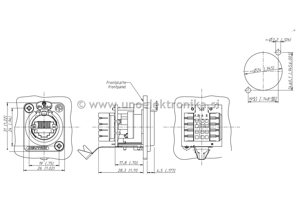 VTIČNICA VGRADNA 8/8 RJ45 CAT5e, ZA UTP