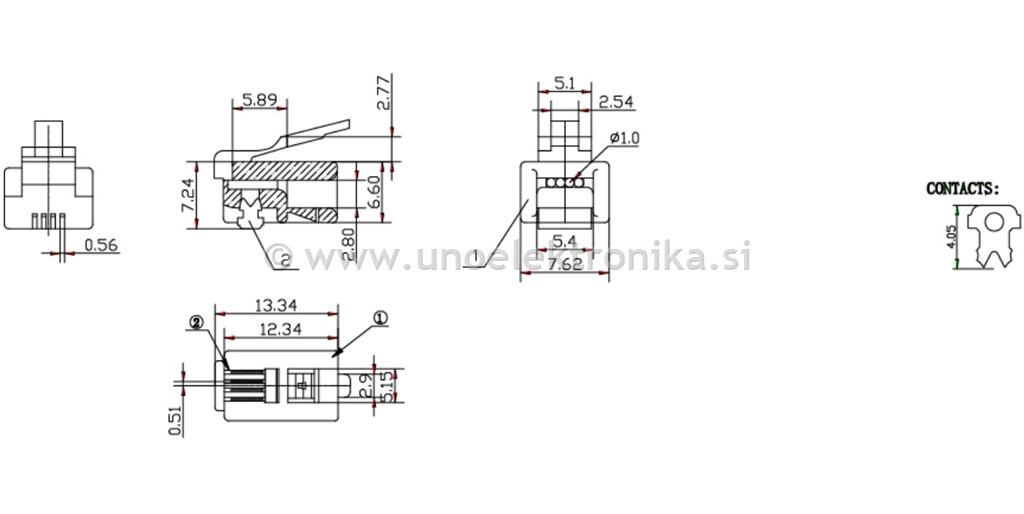 TELEFONSKI MIKROVTIKAČ RJ10, RJ09 4/4