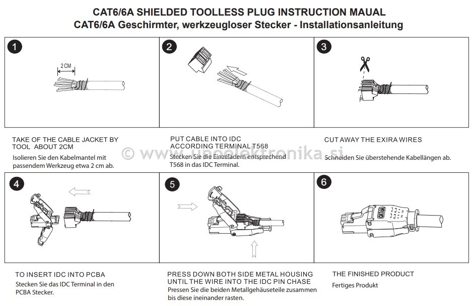 MIKROVTIKAČ RJ45 8/8 CAT6A OKLOPLJEN
