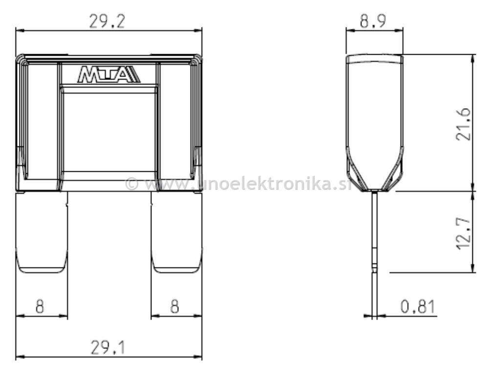 VAROVALKA NOŽASTA ŠIROKA 30A 32V
