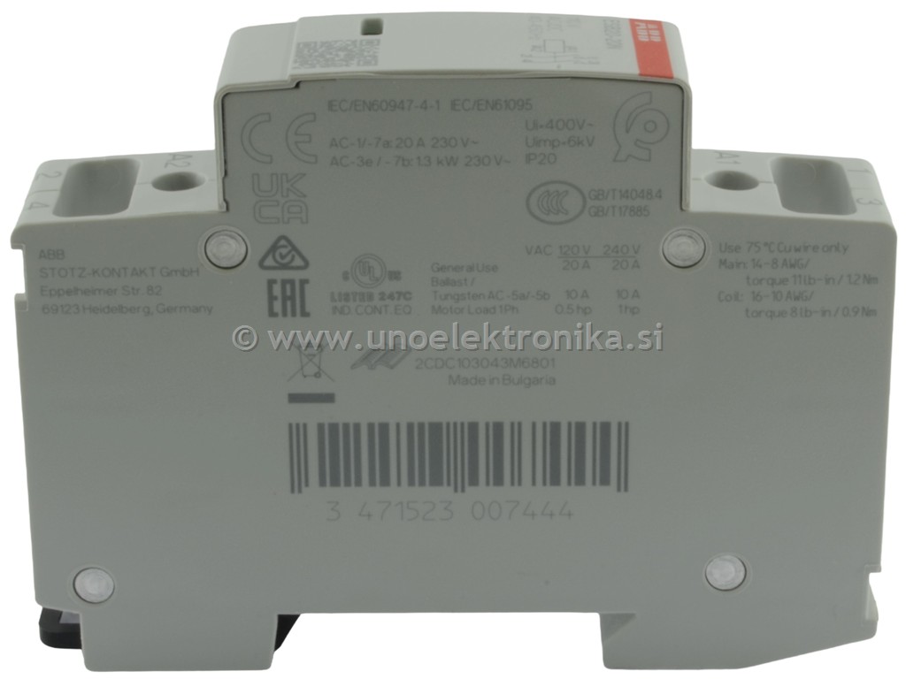 KONTAKTOR 20A 2xNO 110VAC