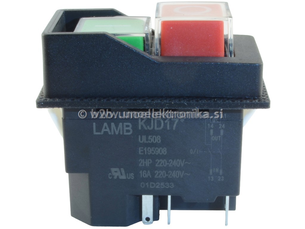 STIKALO DVOJNO 2p. 16A 250V RDEČE/ZELENO