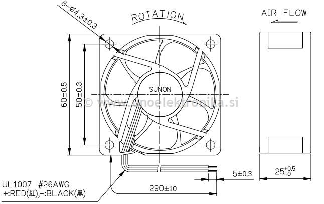 VENTILATOR 12VDC 60x60x25mm Z LEŽAJI